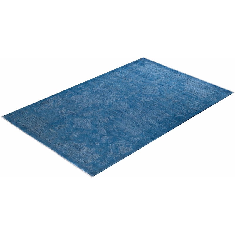 Contemporary Overdyed Wool Hand Knotted Area Rug - 4' 1" x 6' 2"