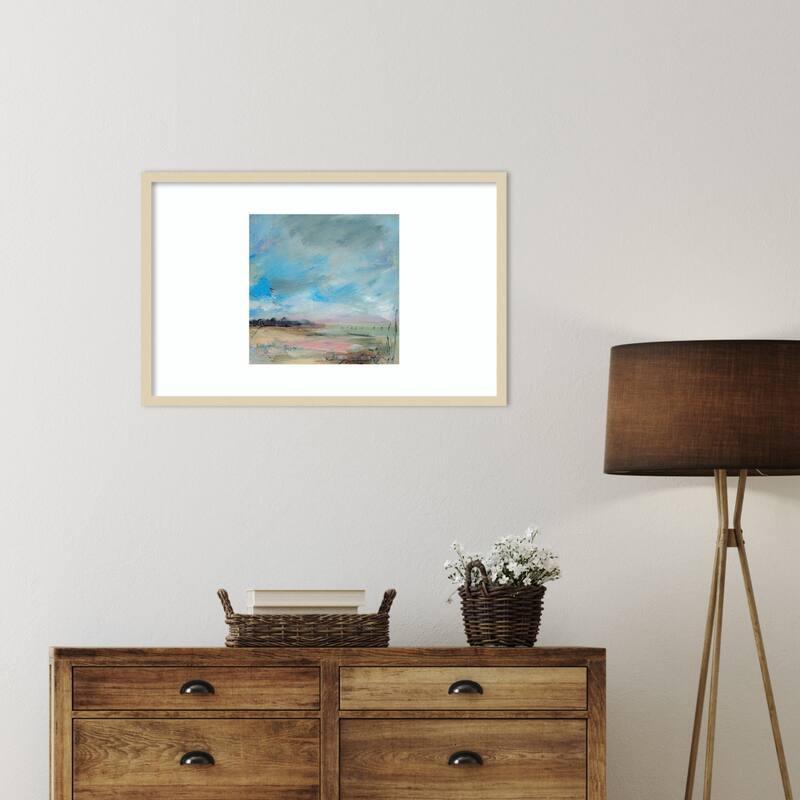 Copse and Sky by Lesley Birch Wood Framed Wall Art Print - Svelte Natural