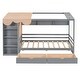 preview thumbnail 10 of 16, Twin Size House Bed Platform Bed Semi-Enclosed Design with Wardrobe and Shelf for Boys Girls, No Box Spring Needed, Grey