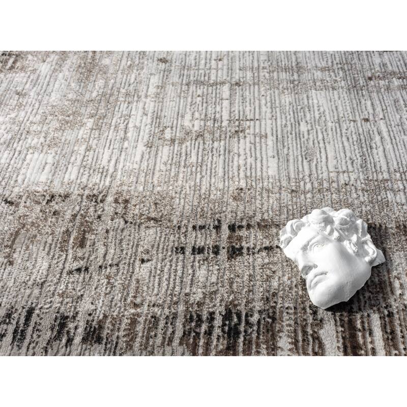 Obsession Collection Light Grey Abstract Area Rug