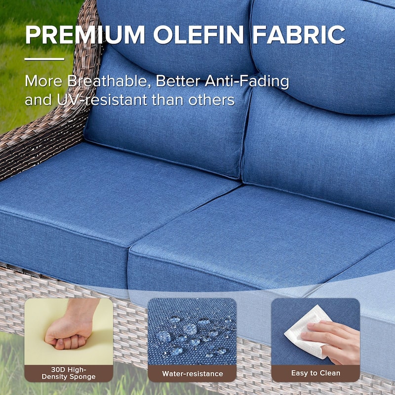 Gymojoy 72'' 3-Seat Outdoor Durable Sofa with 6-Inch Ultra-Plush Cushions & Water-Resistant Olefin Fabric