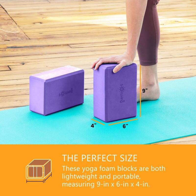 Sol Living Exercise Non Slip Foam Yoga Block 4" x 6" x 9" - 2 Pack