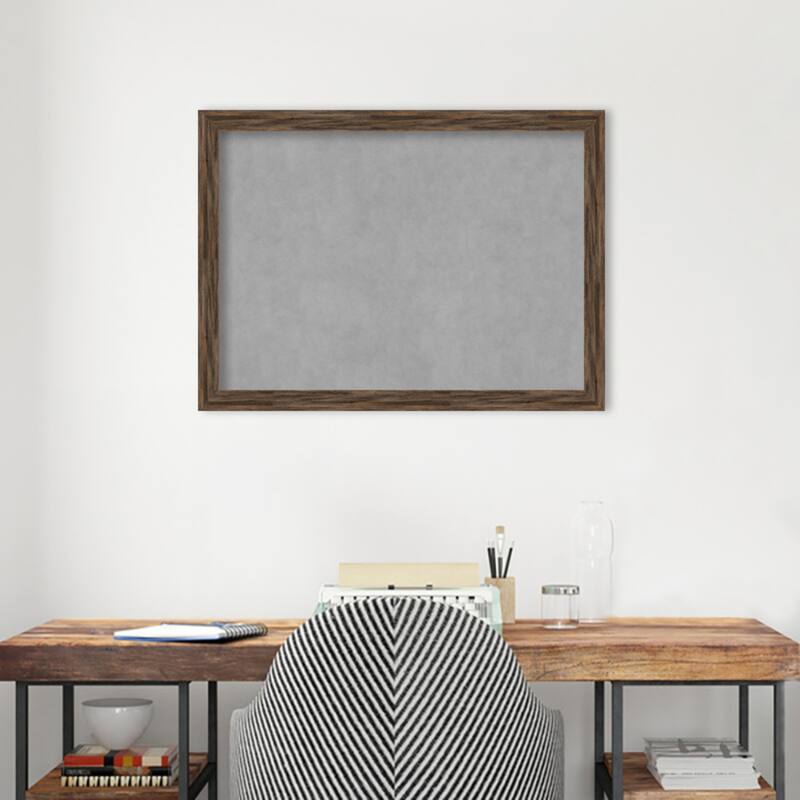 Amanti Art Regis Barnwood Mocha Narrow Framed Magnetic Board
