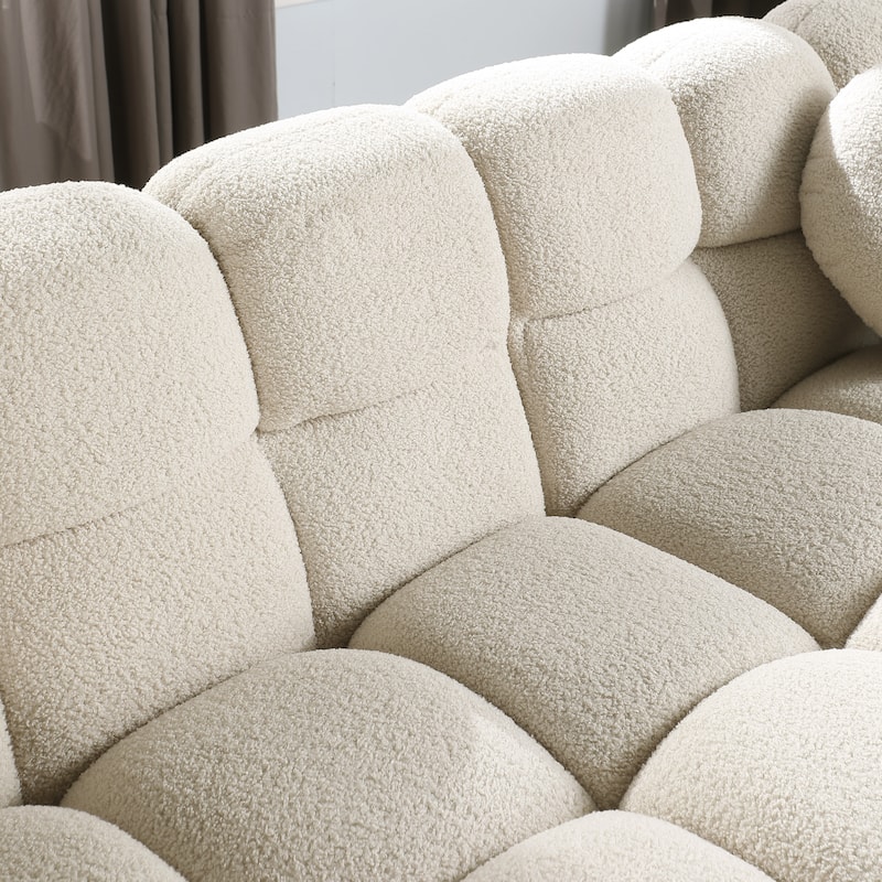 64.96 length ,35.83" deepth ,human body structure for USA people, marshmallow sofa,boucle sofa ,2 seater, BEIGE BOUCLE