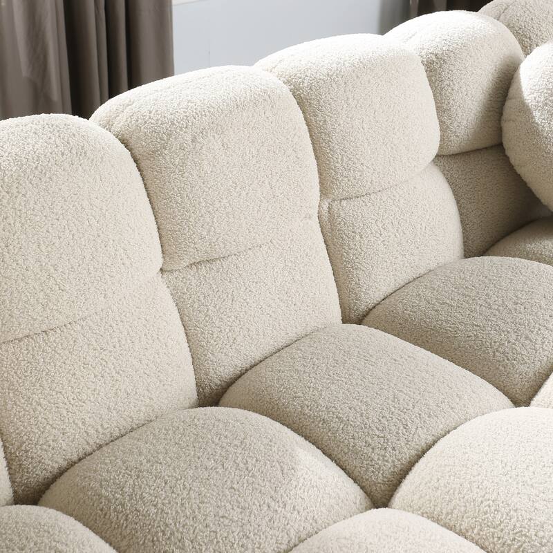 2-Pieces Boucle 5-Seat Sofa Set (3-Seater + Loveseat) with Marshmallow Cushions & Ergonomic Design