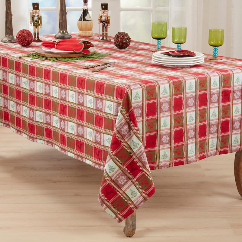Plaid Jacquard Christmas Tablecloth