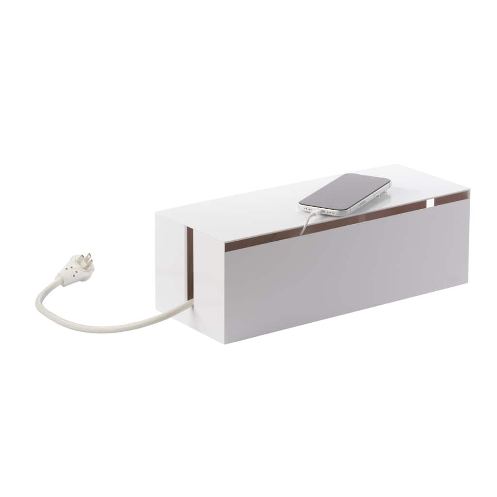 Yamazaki Home Cable Management Box, ABS Plastic, Lid - L 6.1 x W 15.75 x H 5.71 inches