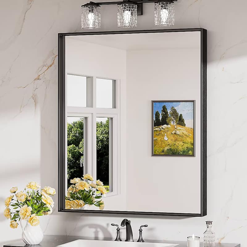 KEONJINN Modern Metal Framed Bathroom Vanity Wall Mounted Mirror