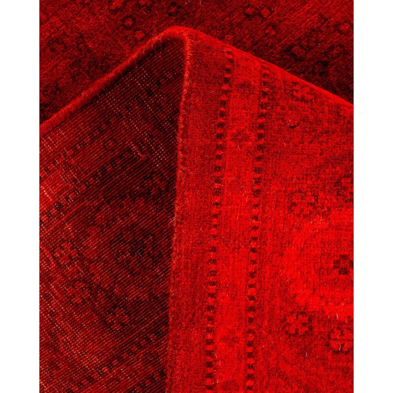 Overton Hand Knotted Wool Vintage Inspired Modern Contemporary Overdyed Red Area Rug - 2' 8" x 4' 2"