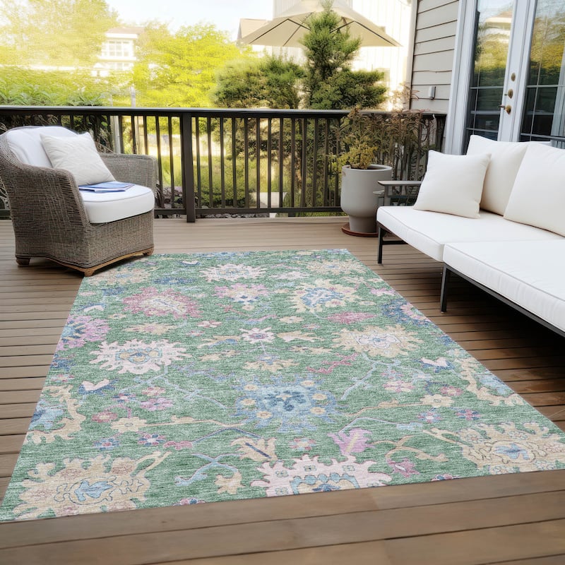 Machine Washable Indoor/ Outdoor Causal Traditional Chantille Rug