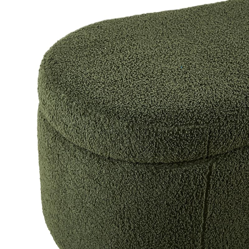 INK IVY Bailey Boucle-Style Curved Storage Accent Bench