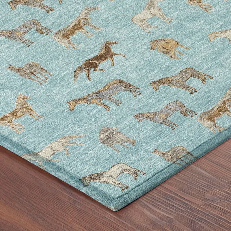 Machine Washable Indoor/ Outdoor Horses Chantille Rug