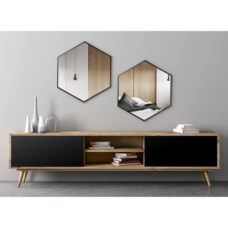 Kate and Laurel Rhodes Framed Mid-century Hexagonal Wall Mirror