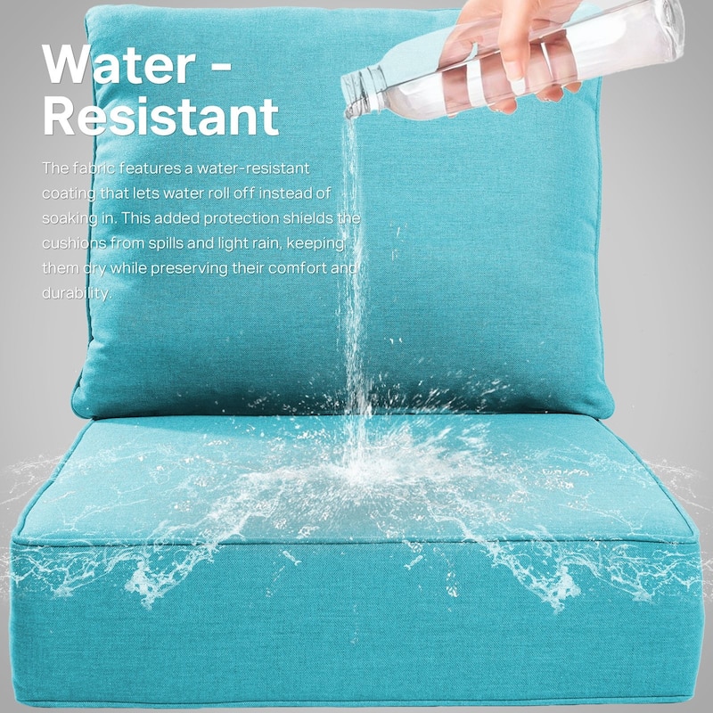 22" W x 24" D x 6" T Water & Fade Resistant Outdoor Lounge Chair Replacement Cushion Set