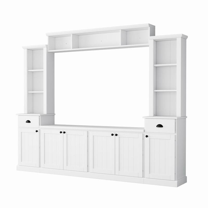 Modern 4-Piece Entertainment Wall Unit Set, Large TV Stand Media Console for TVs Up to 75"