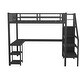 preview thumbnail 9 of 12, Black Full Size Metal Loft Bed with Wardrobe and LED Light