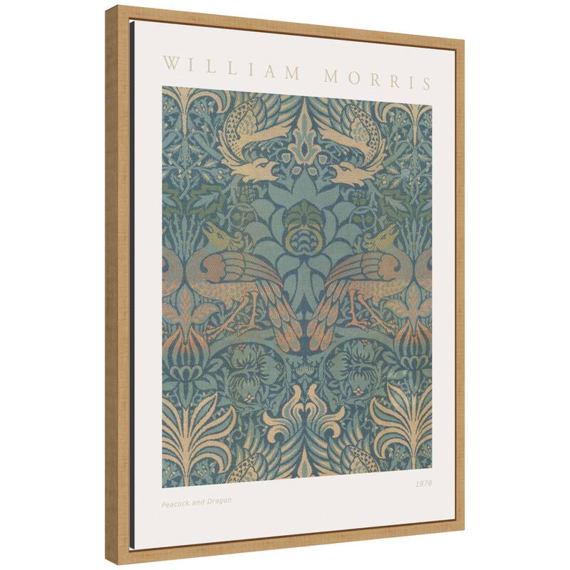 Kate and Laurel Sylvie Poster William Morris Peacock and Dragon 1878 Framed Canvas by The Art Institute of Chicago - 18x24 - Brown
