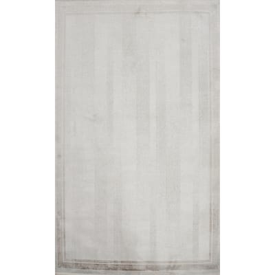 Machine Made Oriental Polyester Carpet Geometric Greys & Charcoal Distressed Area Rug - 7' 9'' X 5' 2''