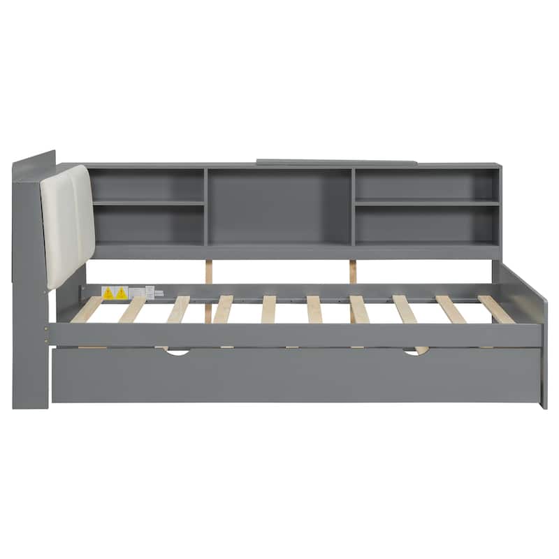 Wood Twin Size platform bed with Trundle