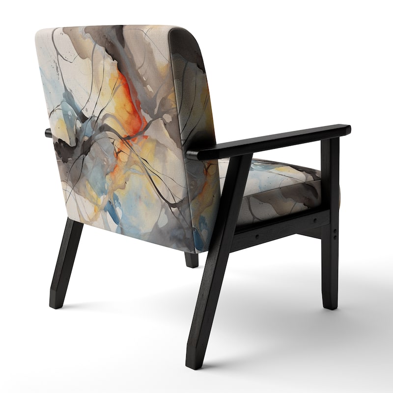 Designart "Marble Serenity Colorful Gray Watercolor Waves I" Upholstered Abstract Shapes Accent Chair and Modern Arm Chair