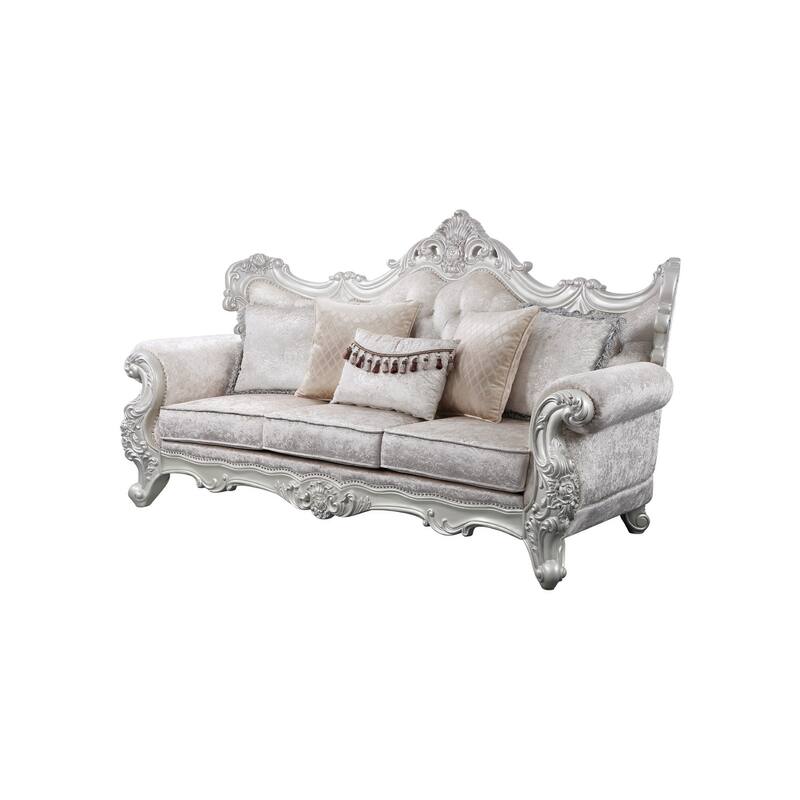 Melrose Traditional Style Sofa Made with Wood & Silver Champagne Finish
