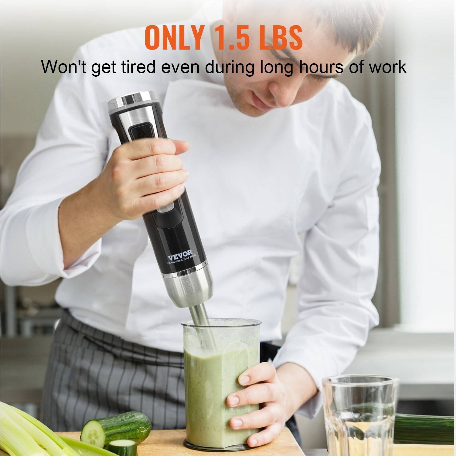 VEVOR Commercial Immersion Blender,Portable Mixer with Measuring Cup