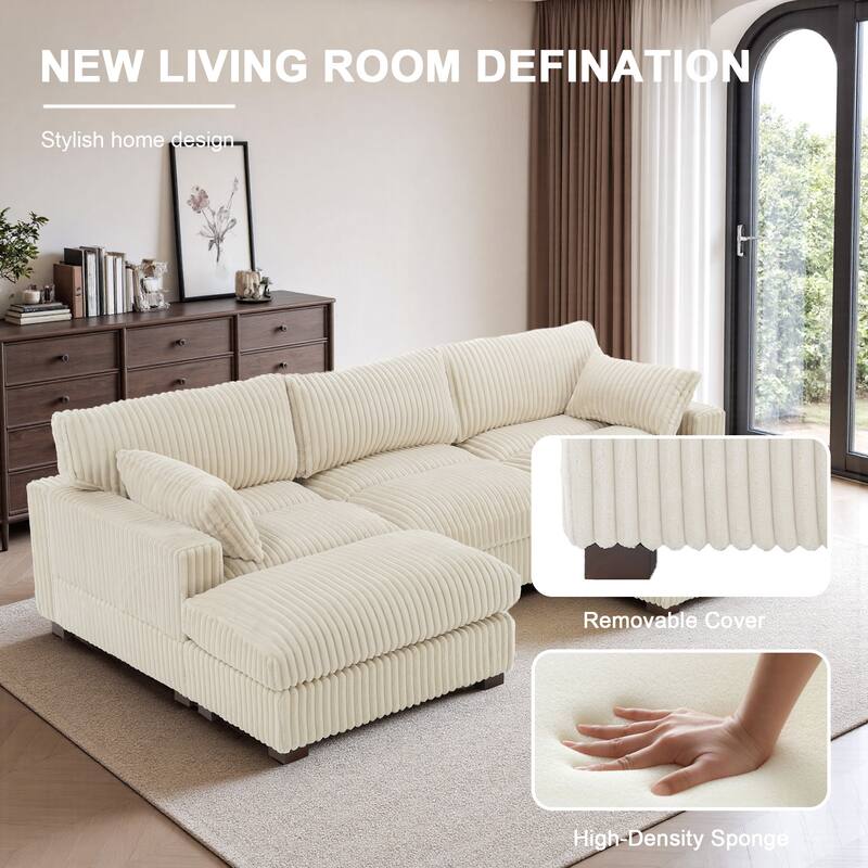 Oversized U-shaped Plush Modular Sectional Sofa Set
