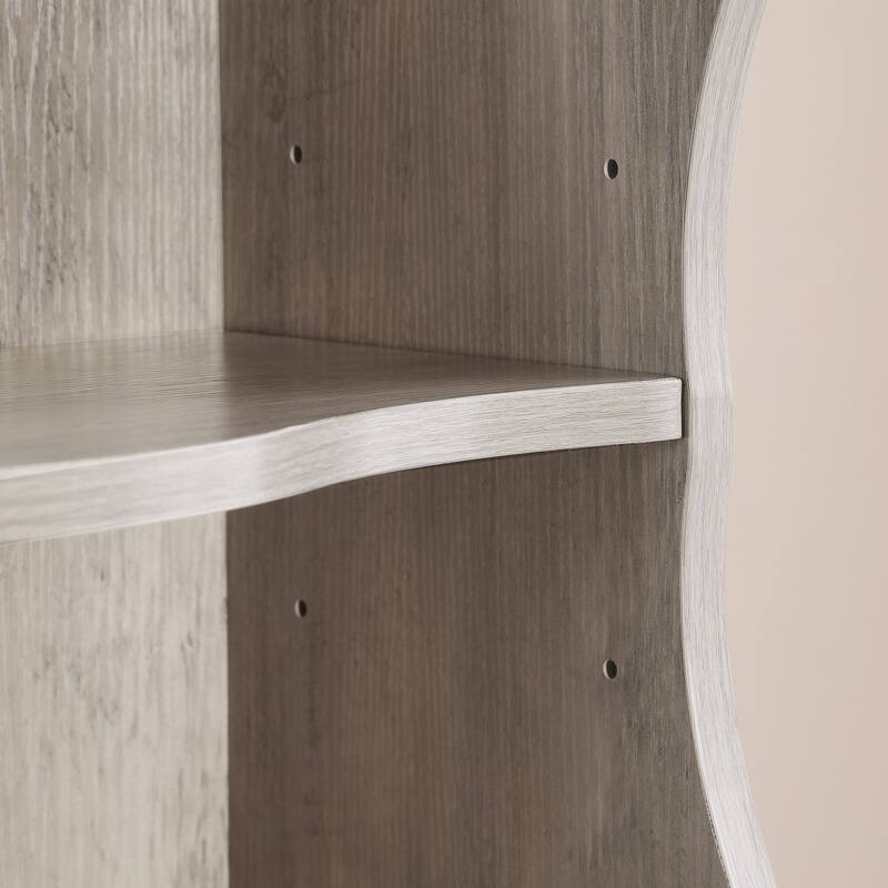 Roomfitters 8-Tier Tall Narrow Bookcase with Wavy Edge Design, Adjustable Shelves Slim Bookshelf for Living Room or Office