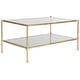 preview thumbnail 6 of 4, SAFAVIEH Aslan 42.25-Inch Glass Coffee Table, Gold and Clear, Modern - 42.3" x 25.5" x 20"