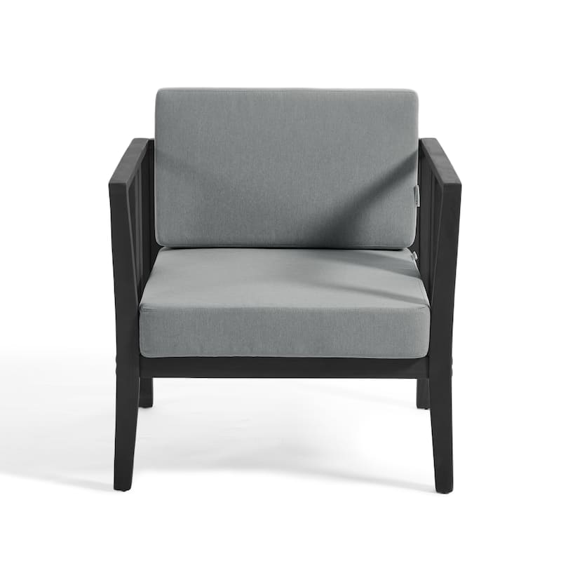 Casual 29"W Outdoor Patio Armchair Set In Solid Teak Wood with Cushion