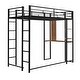 preview thumbnail 11 of 18, Black Twin Metal Loft Bed with Ladder, Fence & Desk