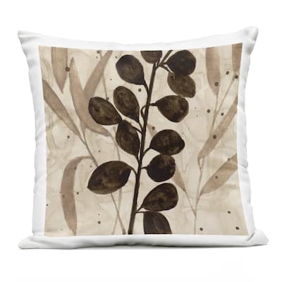 Stupell Beige & Brown Natural Leaves Printed Outdoor Throw Pillow Design by Krinlox