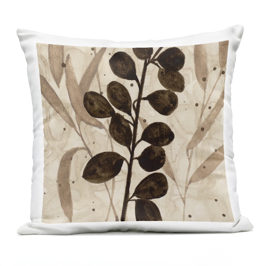 Stupell Beige & Brown Natural Leaves Printed Outdoor Throw Pillow Design by Krinlox