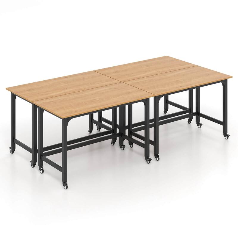 Costway 1/2/4 PCS Rolling Computer Desk Metal Frame PC Laptop Table - 4 PCS