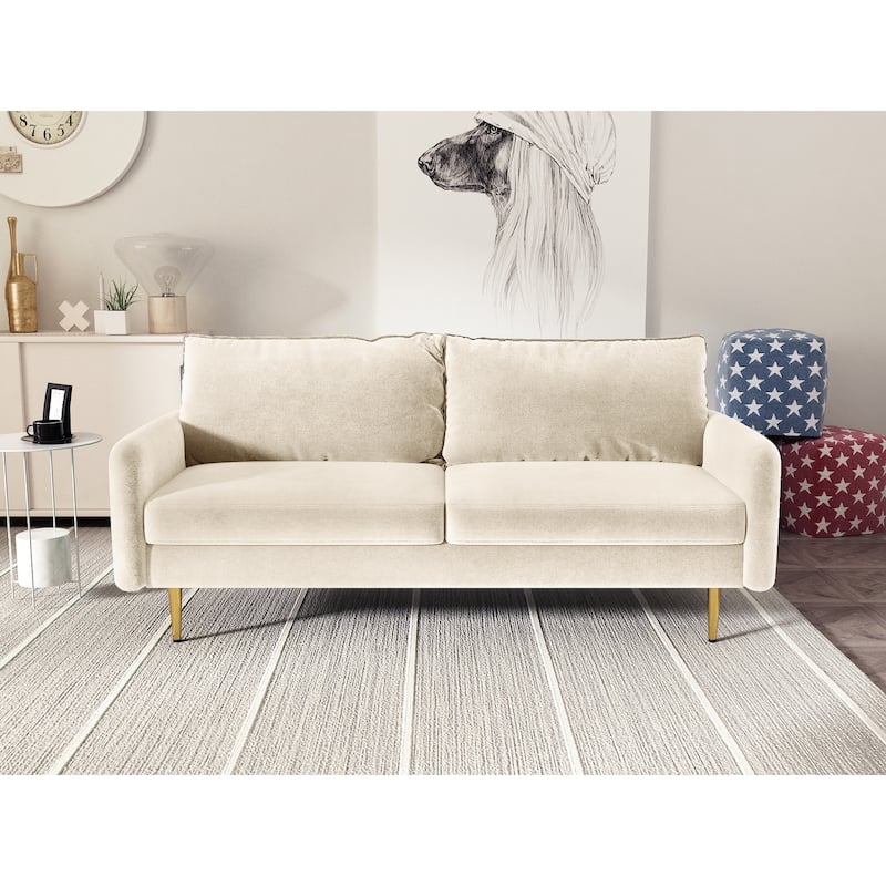 70'' Velvet Square Arm Sofa - Beige