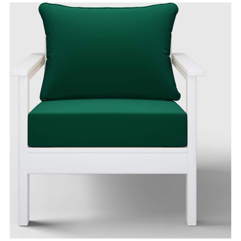 Birchwood All Weather HDPE Outdoor Patio Deep Seating White Club Chair With Cushions (1-Piece)