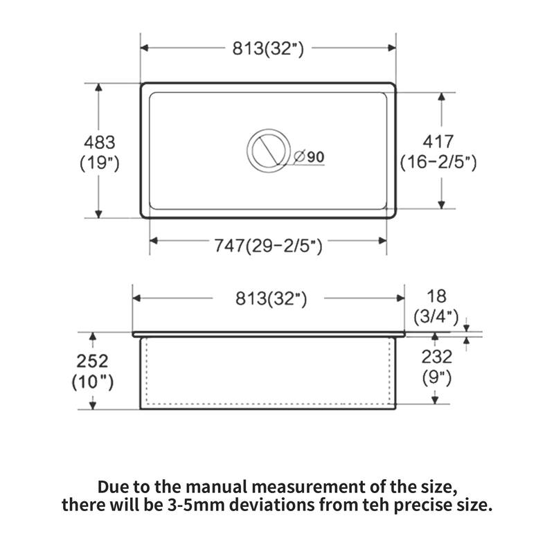 Undermount Single Bowl Ceramic Kitchen Sink