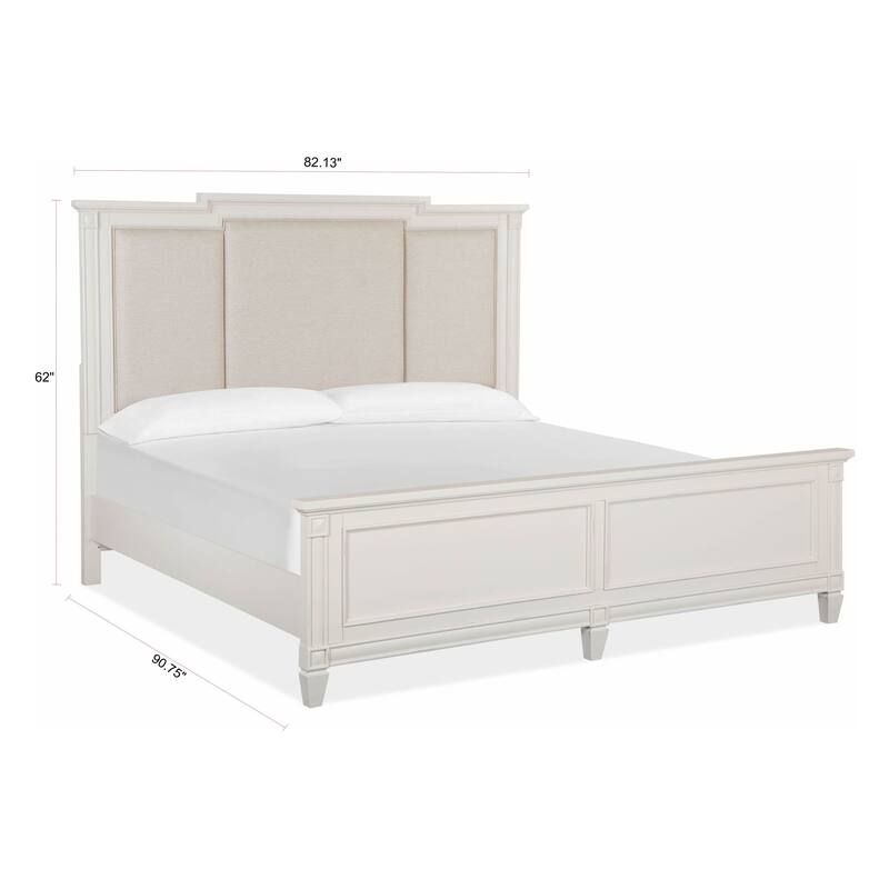 Magnussen Home Willowbrook Egg Shell White With Slight Rub Through Panel Upholstered Bed