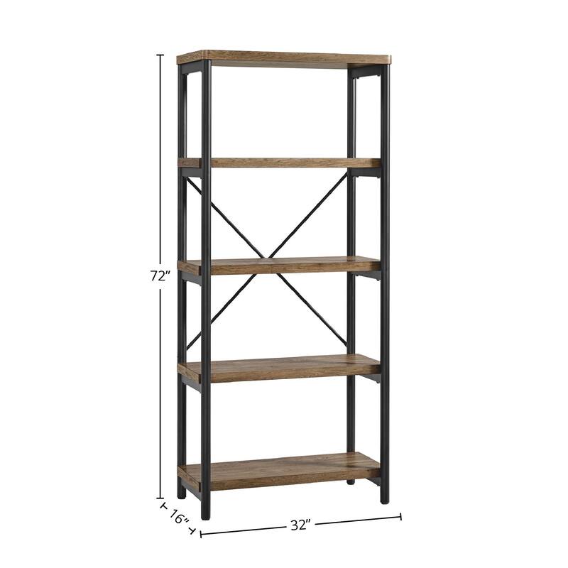 Norcross Solid Wood Bookcase, Hickory