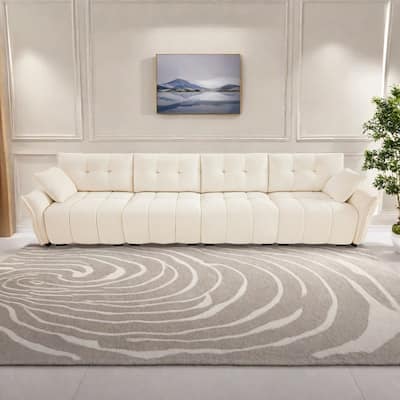 141.7" Chenille 5-Seat Sofa with Tufted Design,High-Resilience Sponge Cushions