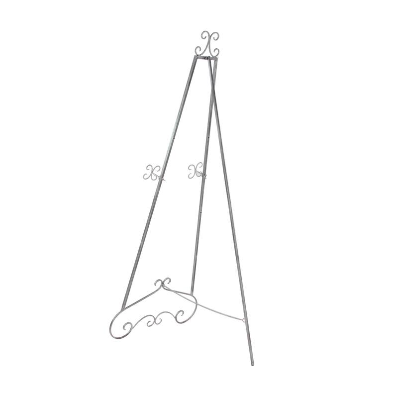 Gold Metal Extra Large Adjustable 3 Tier Scroll Display Easel with Chain Support - 23 x 33 x 68