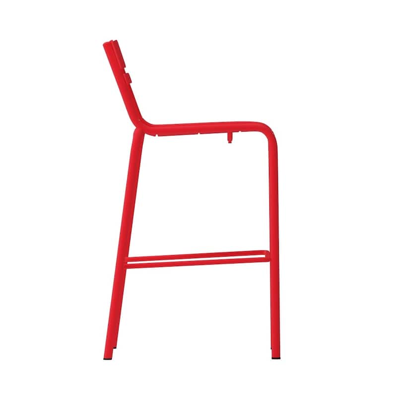Indoor/Outdoor Commercial Grade Modern Metal 2 Slat Barstool