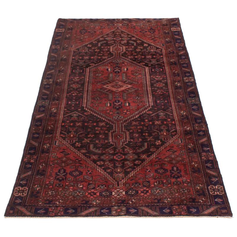 ECARPETGALLERY Hand-knotted Andelz Black, Red Wool Rug - 4'6 x 9'4