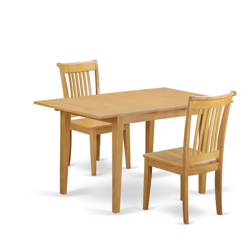 Dinette Set 3 Piece Table & Chair Set - Kitchen Table with Chairs - Small Dining Set - Elegant Oak Finish