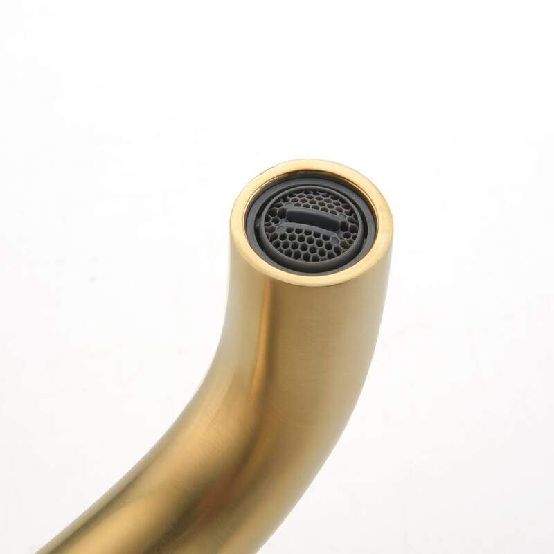 Brushed Gold Wall Mount Bathroom Faucet, Two Cross Handles, Solid Brass Construction