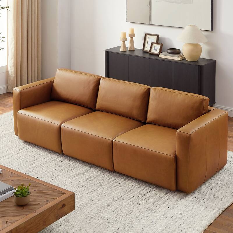 Art Leon Genuine Leather 3-Piece Modular Sectional Sofa
