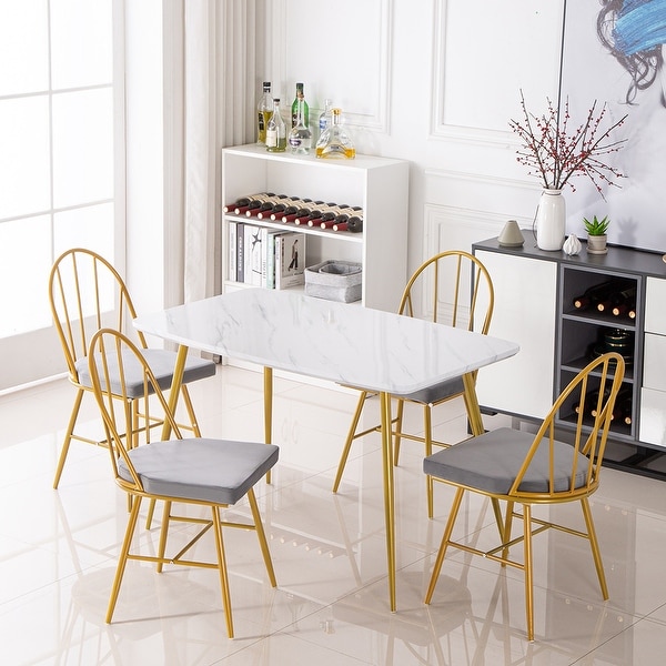 Shop 47" White Marble Dining Table Rectangular Top Kitchen ...