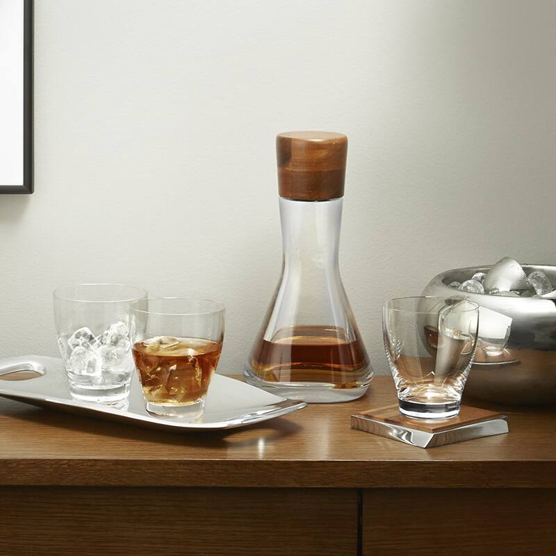 Nambe Vie Wine Decanter with Acacia Stopper - 10-Inch