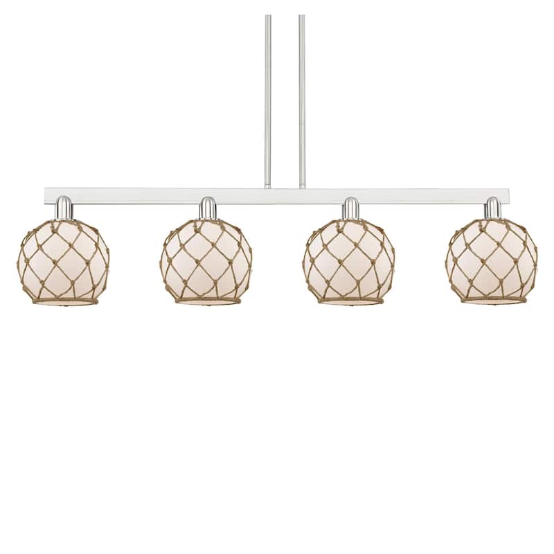 Innovations Lighting 716-4I-11-51 Farmhouse Rope Linear Farmhouse Rope - Brushed Satin Nickel / White Glass with Brown Rope