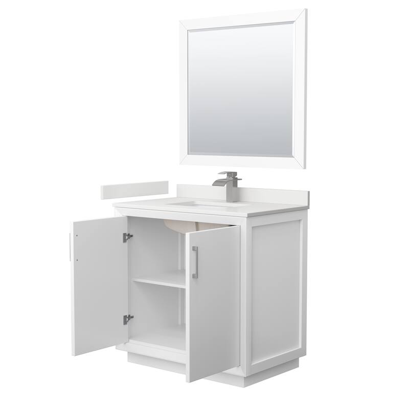 Strada 36-inch Single Vanity, Quartz Top, 34-inch Mirror